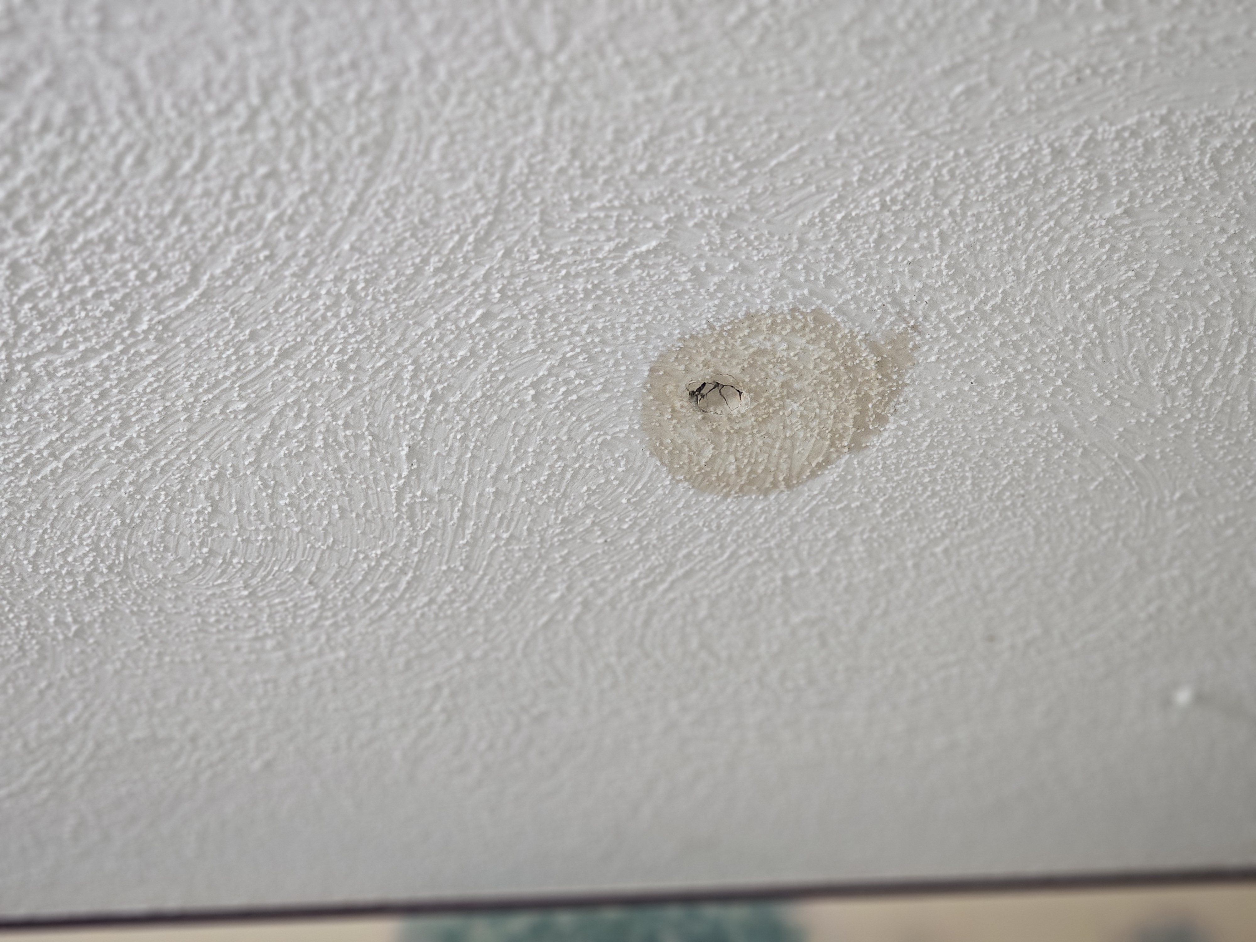 Ceiling water damage before repair